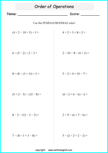 math order of operations worksheets using the bodmas and pemdas rules