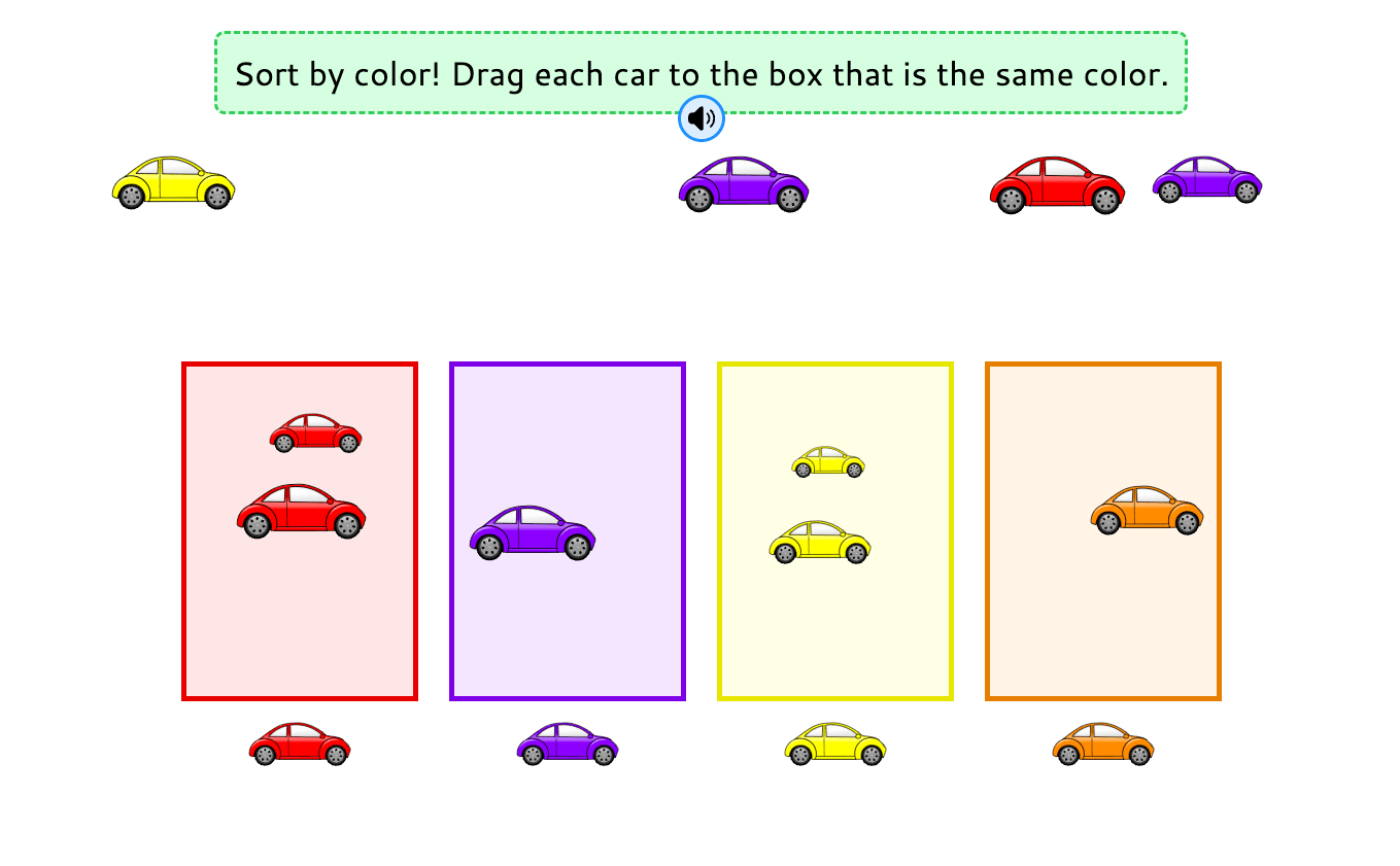 Sort by color, shape, or length — online game for preschool & kindergarten