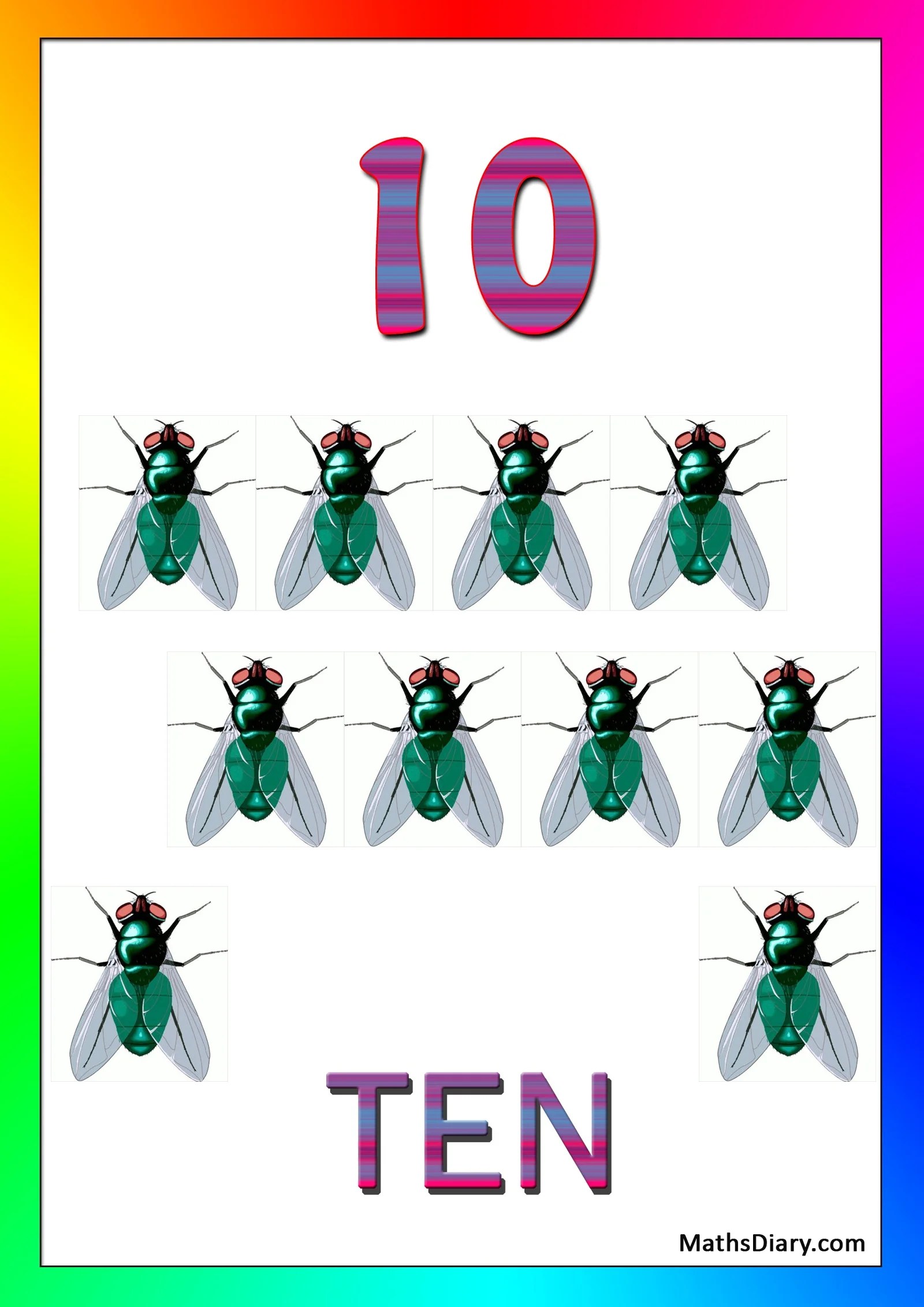 learning counting and recognition of number 10 worksheets level 1