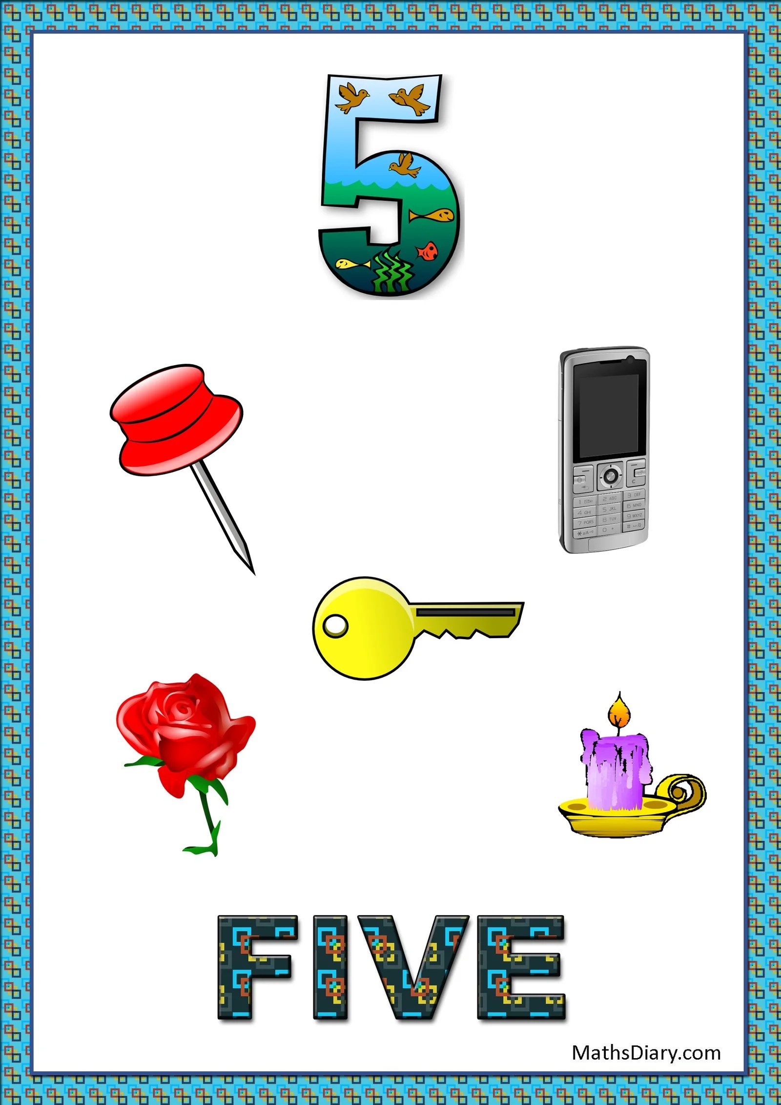 learning counting and recognition of number 5 level 3
