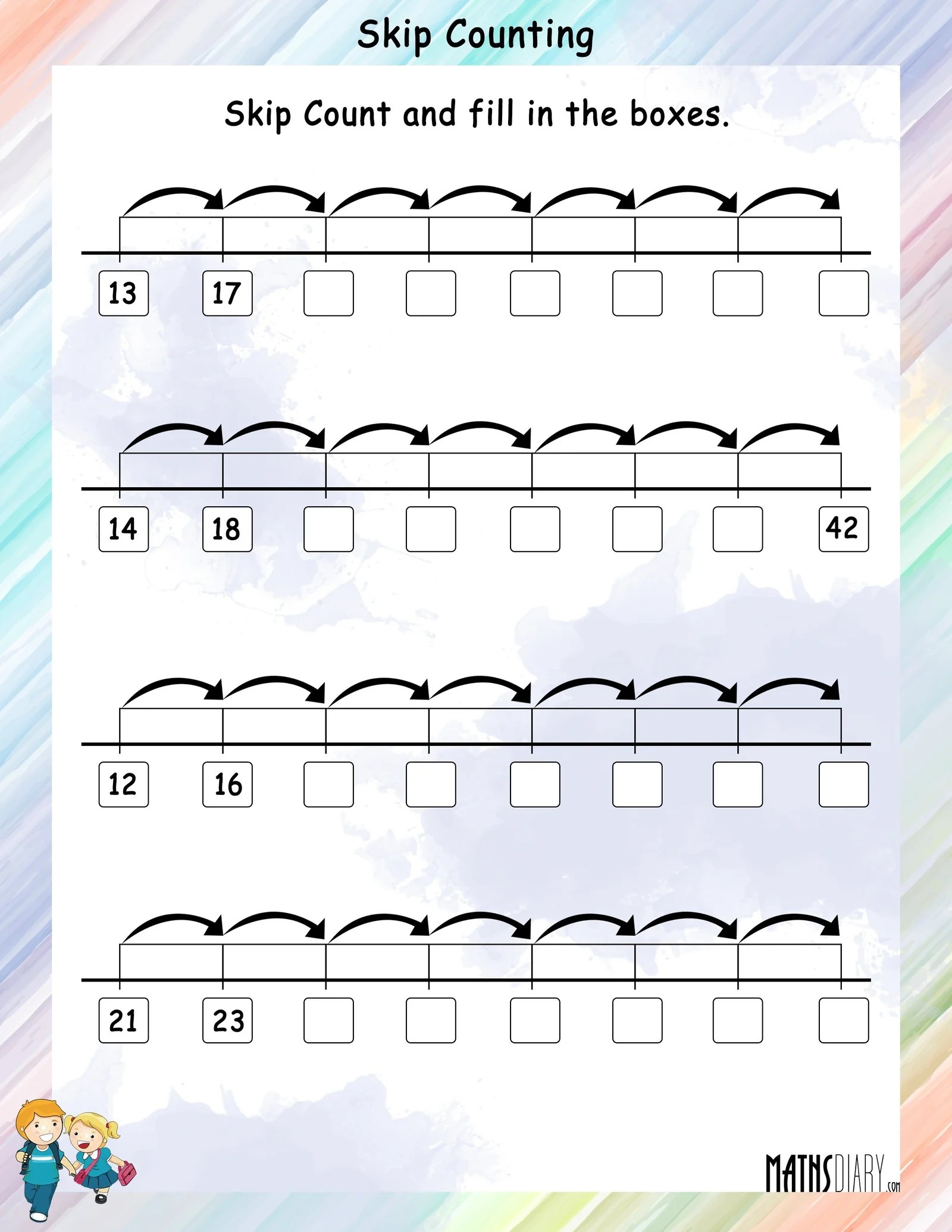skip counting multiplication rule math worksheets