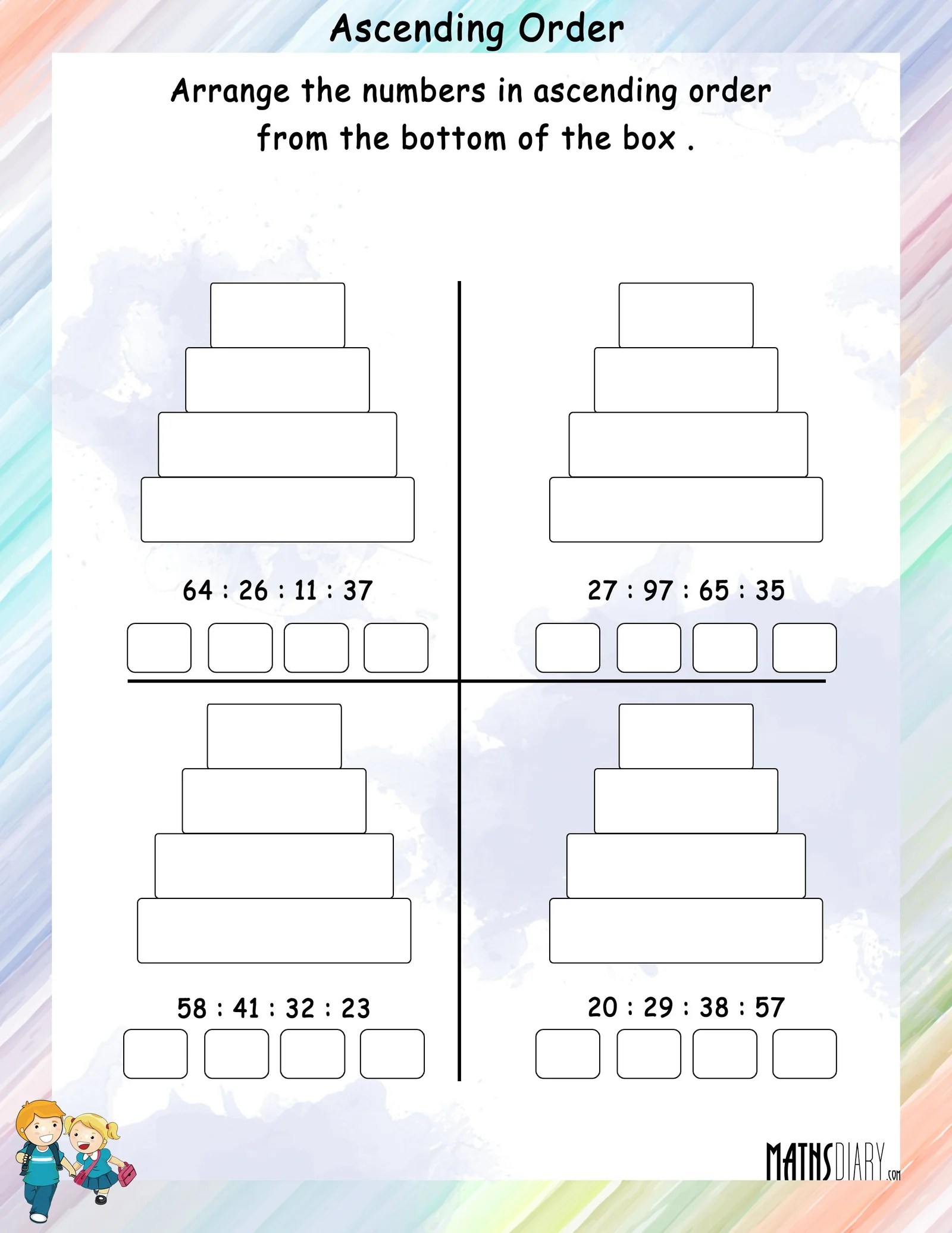 ascending descending order grade 1 math worksheets