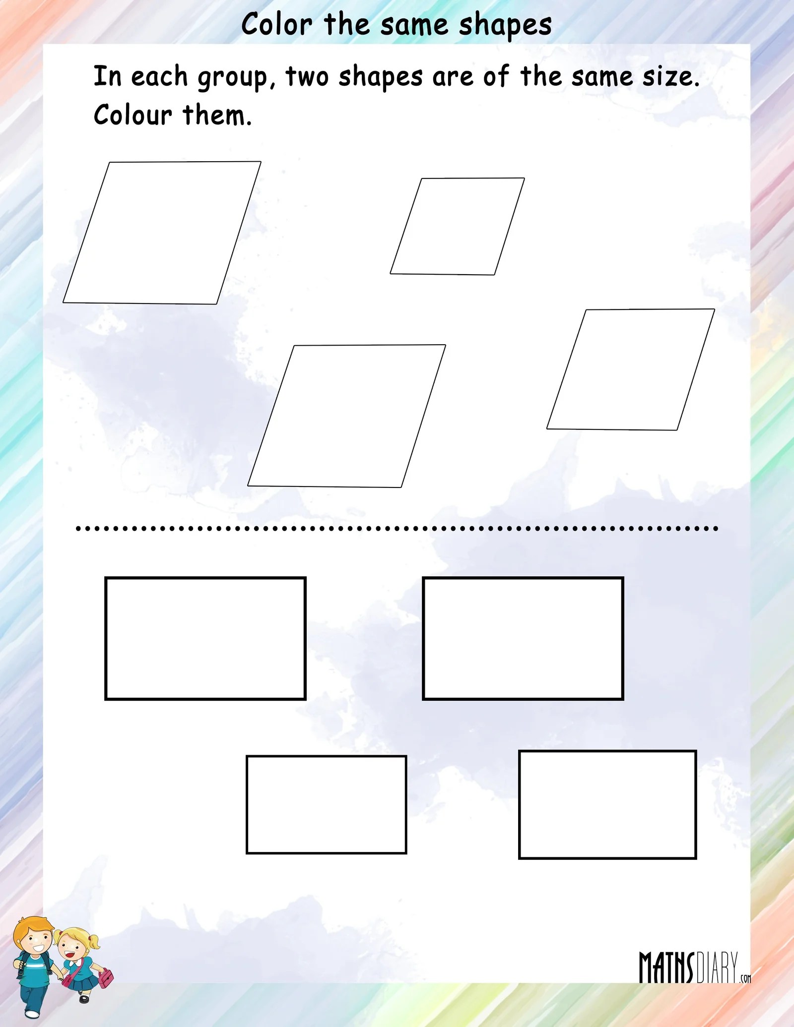 shapes ukg math worksheets