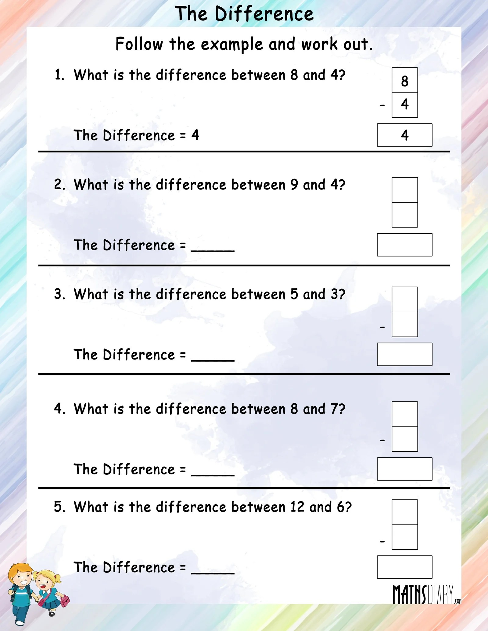 Math may feel a little abstract when they're young, but it involves skills t. Find The Difference Math Worksheets Mathsdiary Com
