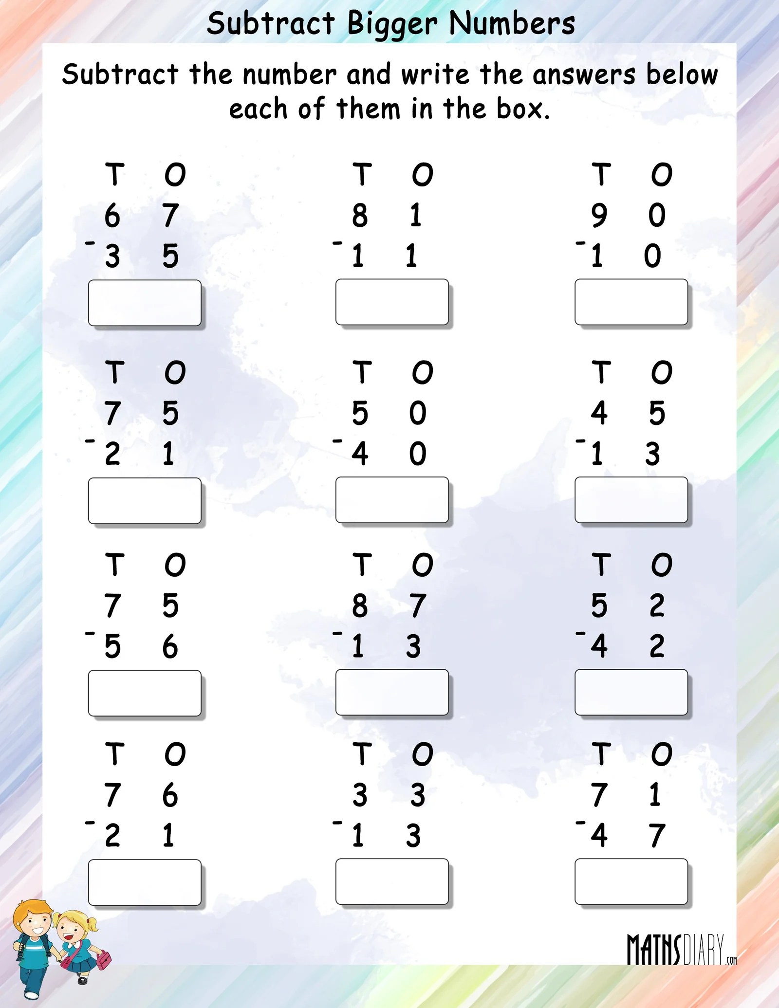 subtract the numbers math worksheets mathsdiary com