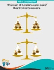 which pan of the balance is heavier math worksheets mathsdiarycom