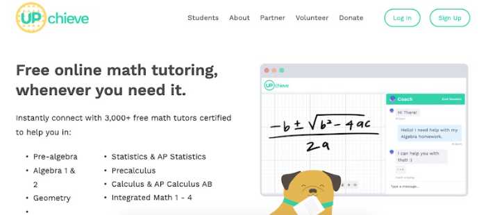 UPchieve free math tutoring online