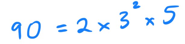 prime factorization of 90 in index form