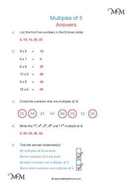 multiples of 5 maths with mum