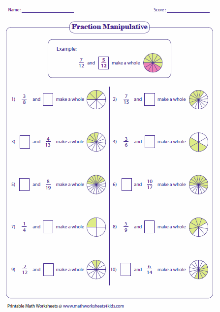adding fractions worksheets