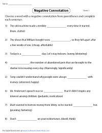 Connotation and denotation worksheets