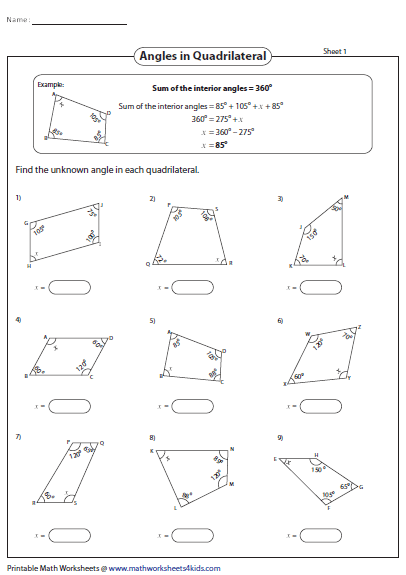 quadrilateral worksheets