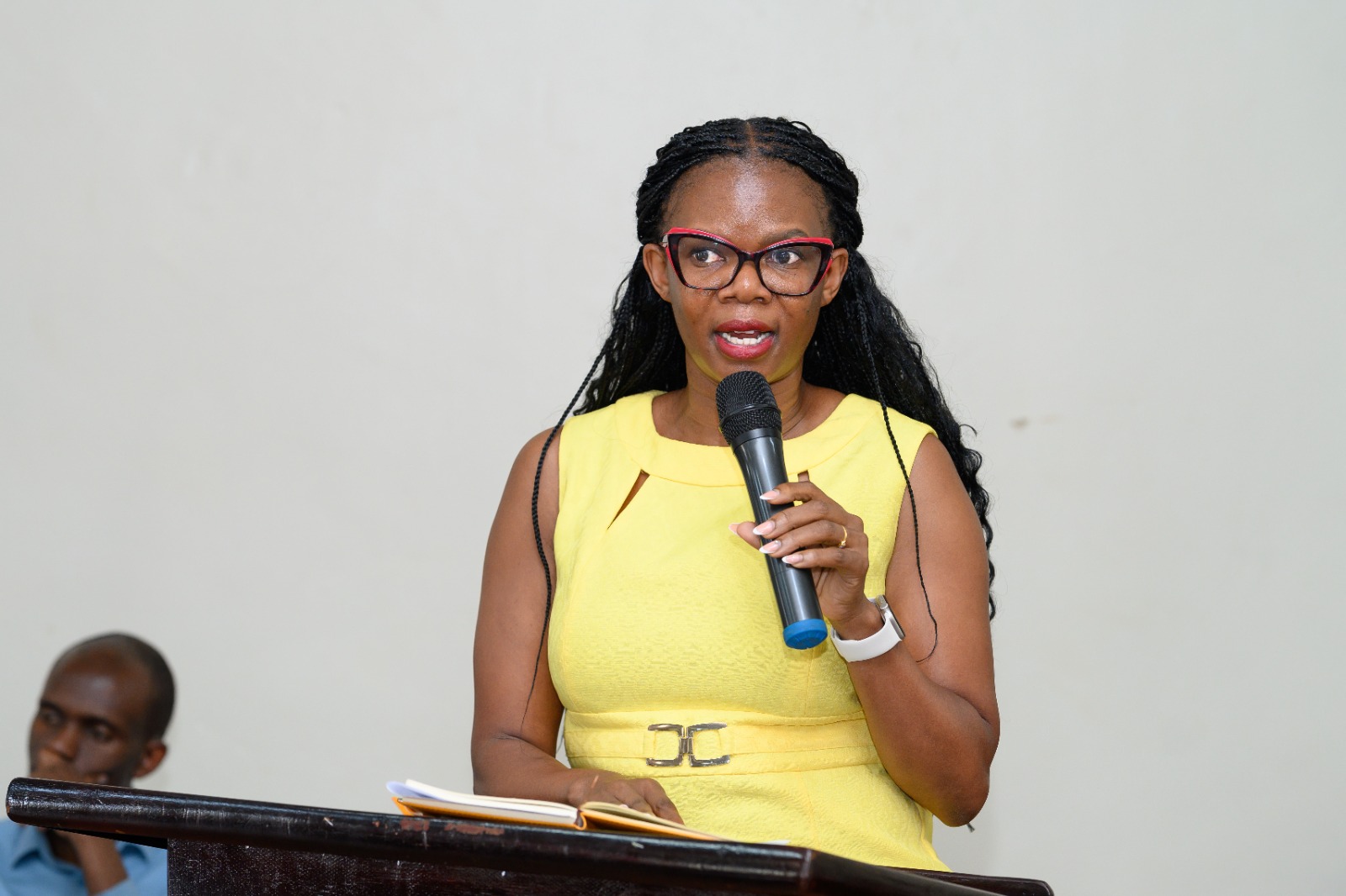 I&M Bank Uganda Limited Sales Manager, Max Harriet Awor, speaking at the event.