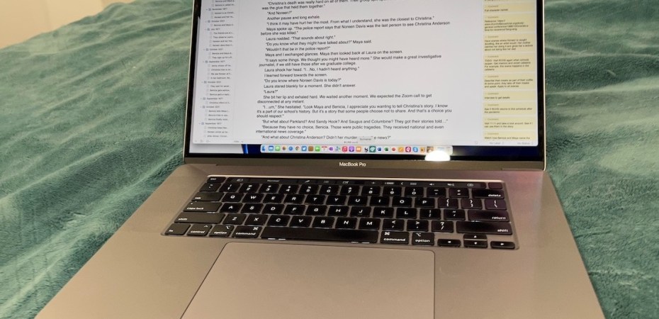 My current MacBook Pro with my current manuscript