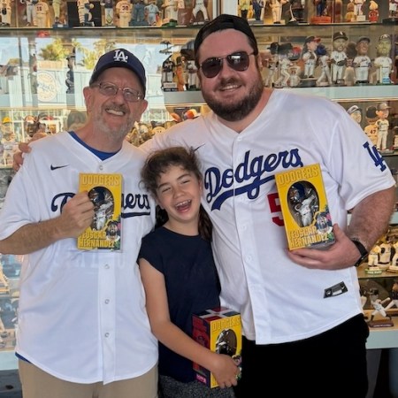 Myself, my granddaughter, and my son at Dodger Stadium