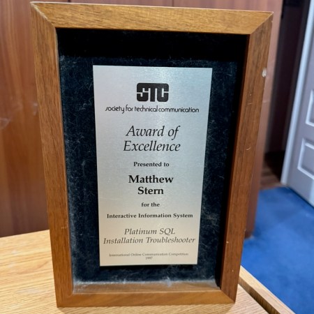 My dusty STC award from 1997.