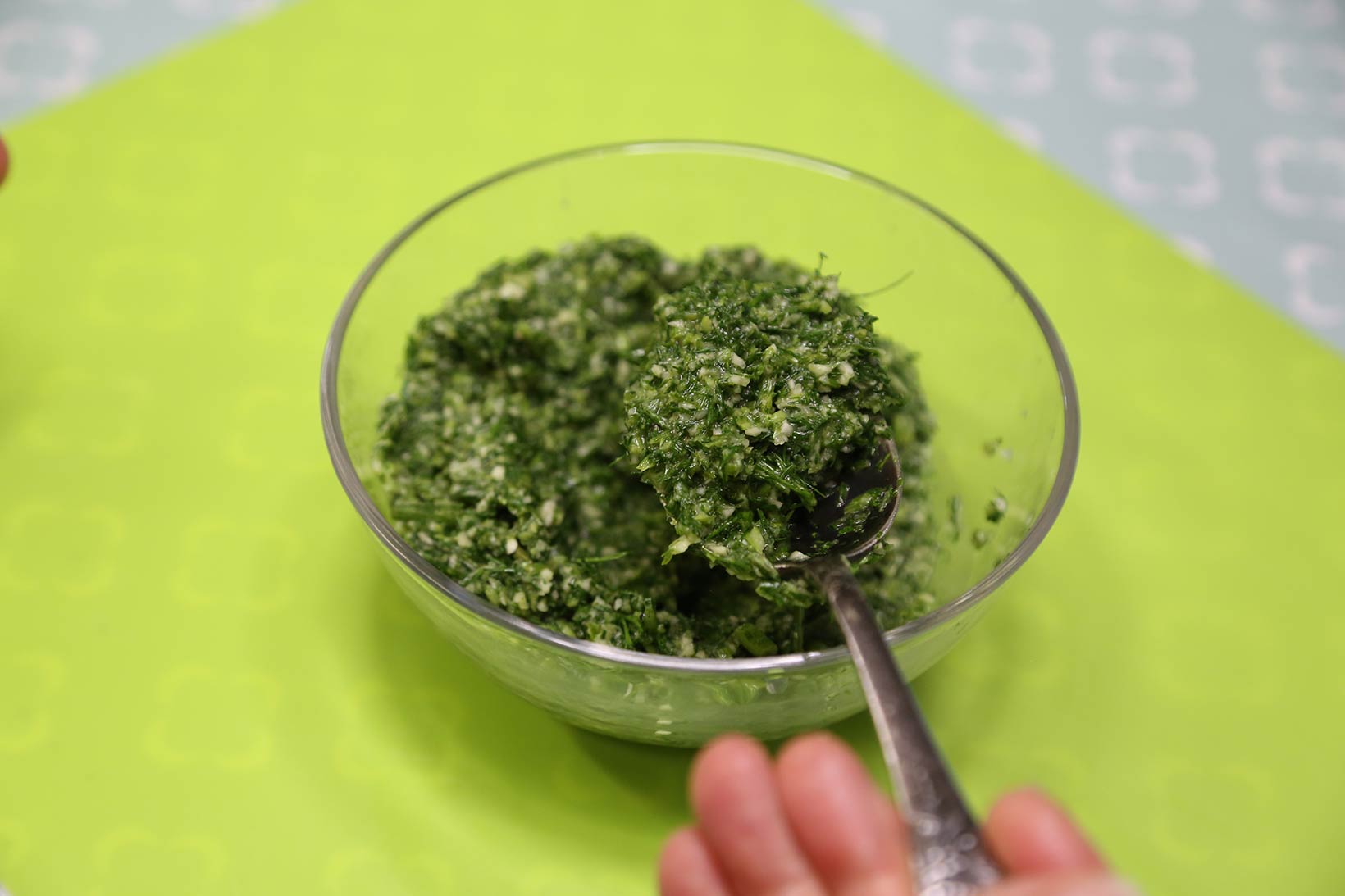 transfer the dill sauce to bowl