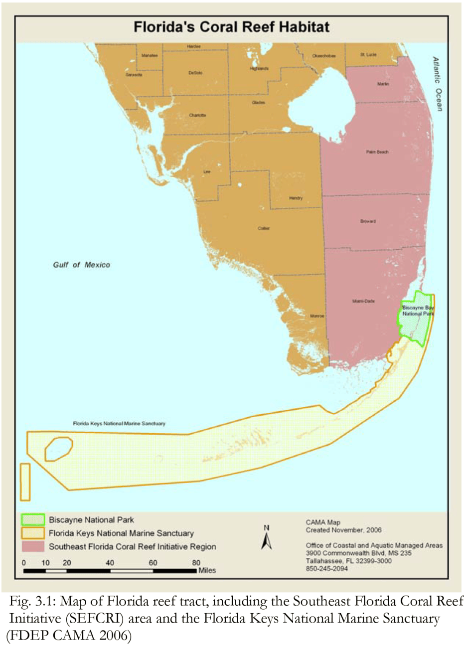 Florida Coral Reef Map Coral Reef Map 