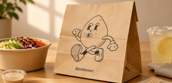 Bolsas de papel personalizadas para take away en distintos tamaños con logo