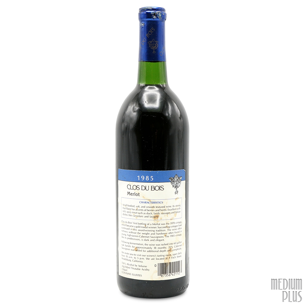 Clos Saint André 1985 赤ワイン 木箱入り 1985 Clos du Bois Sonoma County Merlot - Medium Plus