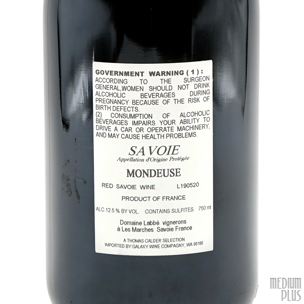 2019 Domaine Labbé Savoie Mondeuse - Medium Plus