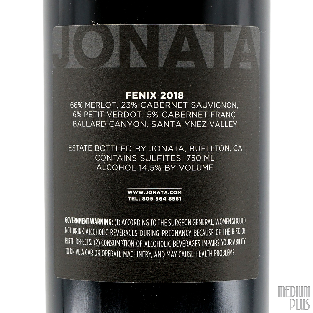 2018 Jonata Ballard Canyon Red Wine Fenix - Medium Plus