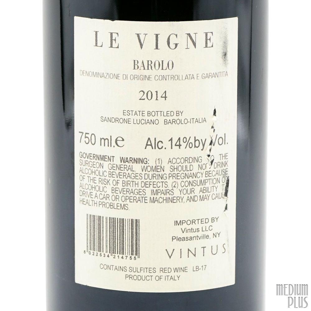 2014 Luciano Sandrone Barolo Le Vigne - Medium Plus