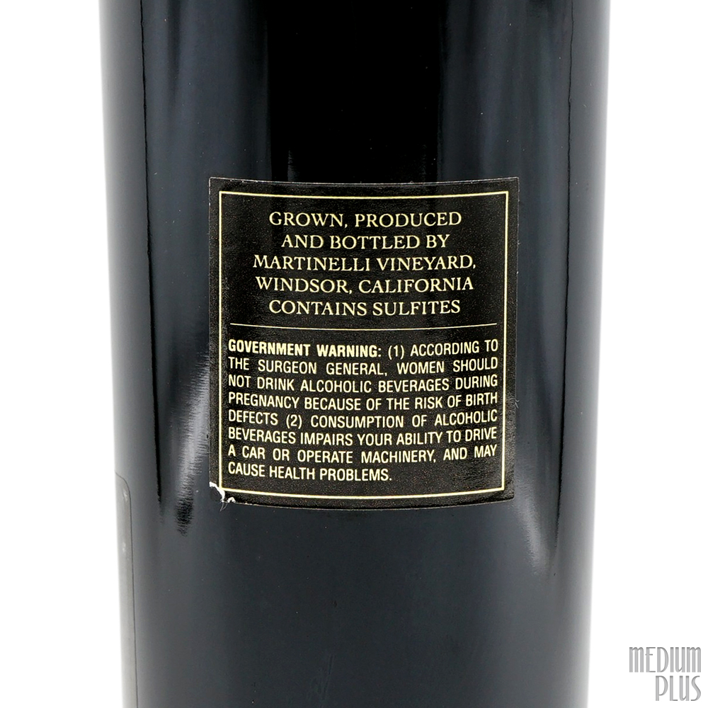 1996 Martinelli Russian River Valley Zinfandel Jackass Vineyard