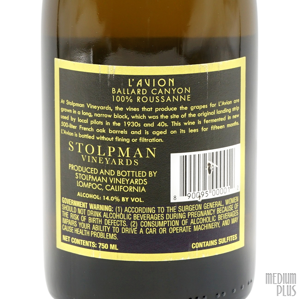 2012 Stolpman L'Avion Ballard Canyon Roussanne - Medium Plus