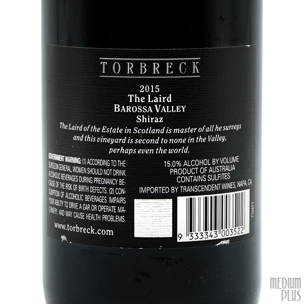 2015 Torbreck Barossa Valley Shiraz The Laird - Medium Plus