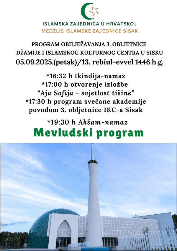 Najava programa obilježavanja 3. obljetnice Islamskog kulturnog centra u Sisku