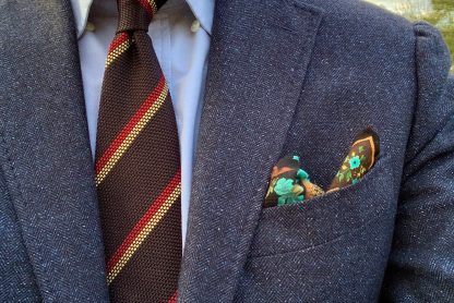 Eidos navy blazer, Proper Cloth blue Oxford Cloth button-down, Berg & Berg grenadine striped tie, Eton wool-silk pocket square