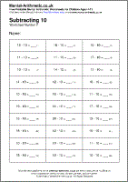 Subtract multiples of 10 up to 100. Subtracting 10 Worksheets Free Printable Pdf