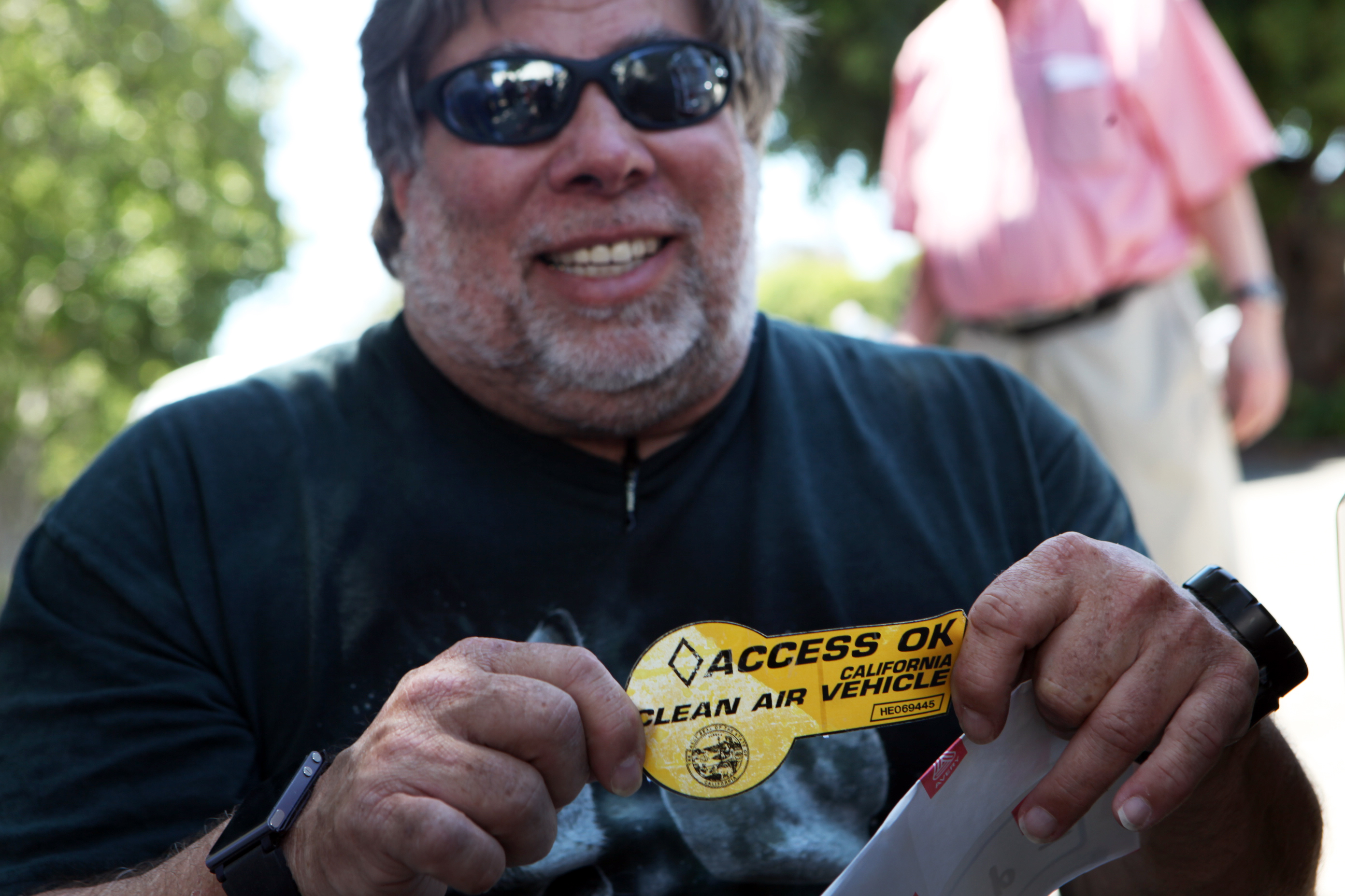 Apple Co-Founder Steve Wozniak was among the Hundreds "Mr. Roadshow" readers who turined out for Gary Richards Prius Party, to have their yellow carpool stickers removed Sunday June 26, 2011. The stickers expire on July 1, eliminating the ability of drivers with the stickers to operate their cars in the HOV lanes as single motorists any longer. (Maria J. Avila Lopez)