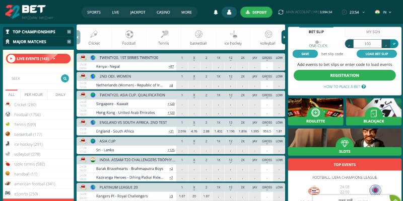 22 Bet - Best Bonuses of any Indian Sports Online Betting Site