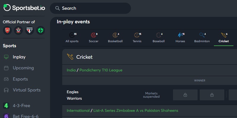 Sportsbet.io - Top Choice for Cricket of all the Best Sports Betting Sites India