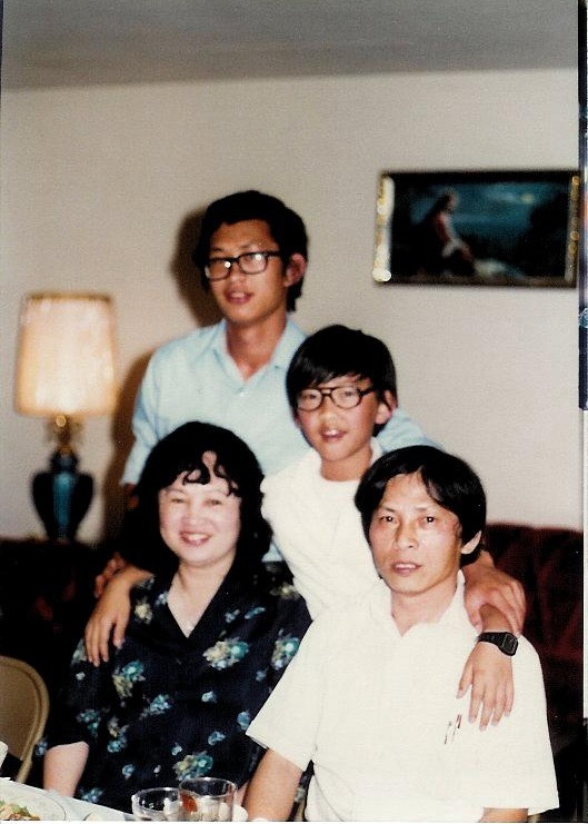 Author Việt Thanh Nguyễn is seen with hís family in 1981, including his mother, Linda Thanh Nguyen, his father, Joseph Thanh Nguyen, and older brother, Tung Nguyen. (Courtesy of Viet Thanh Nguyen)