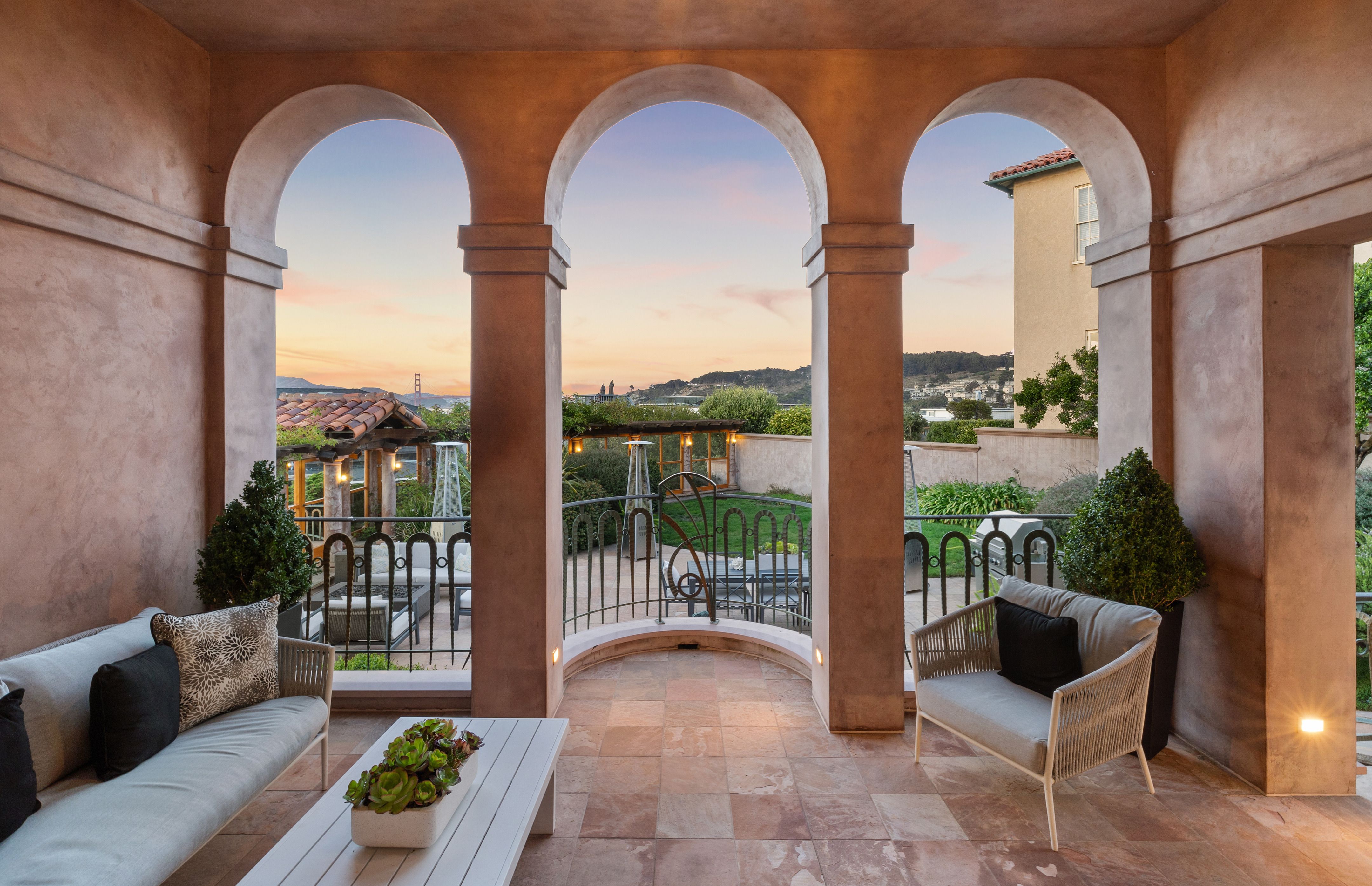 Patio with marble columns.