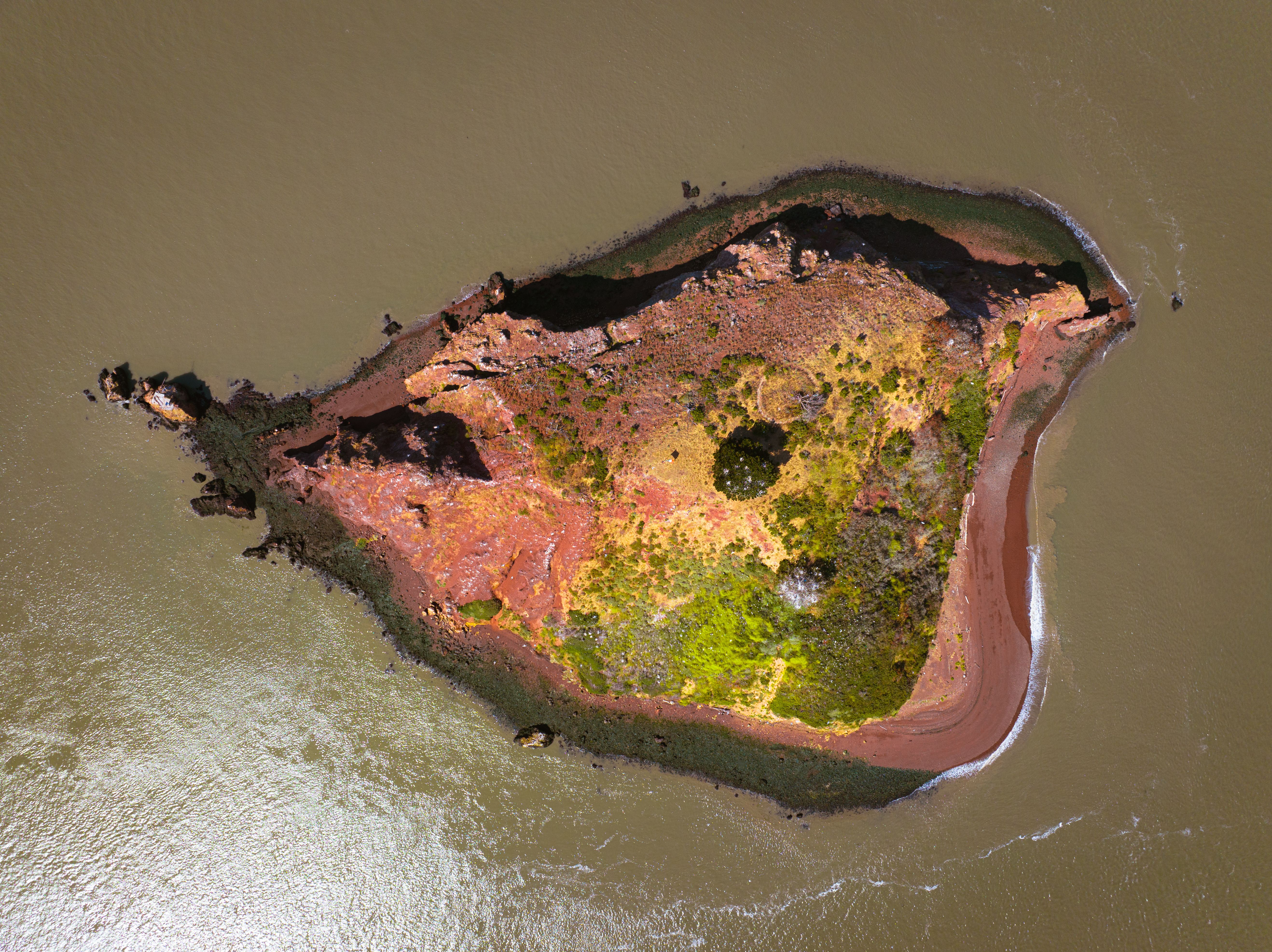 Red soil island in San Francisco Bay.