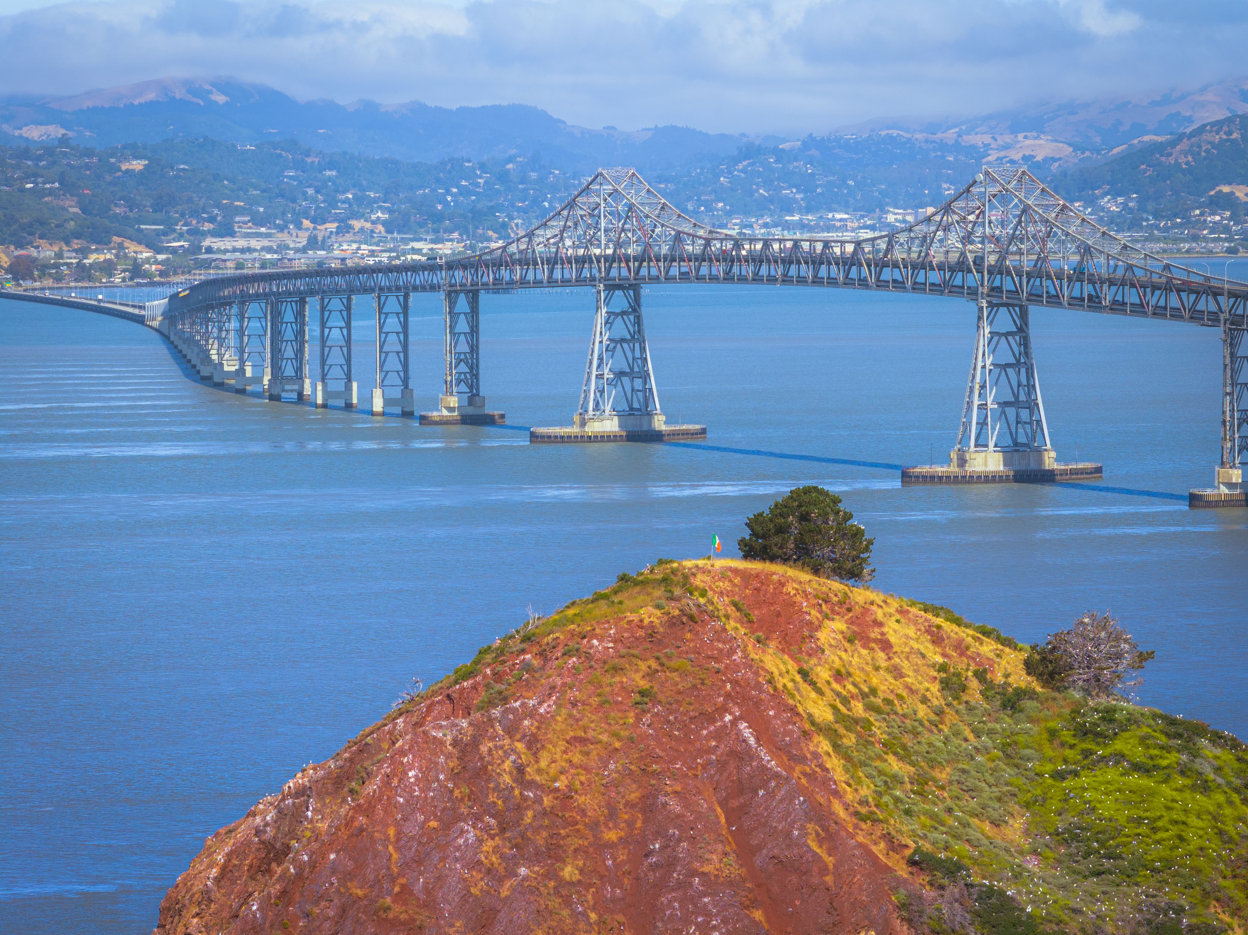 Red Rock Island with view of Richmond-San Rafael Bridge.