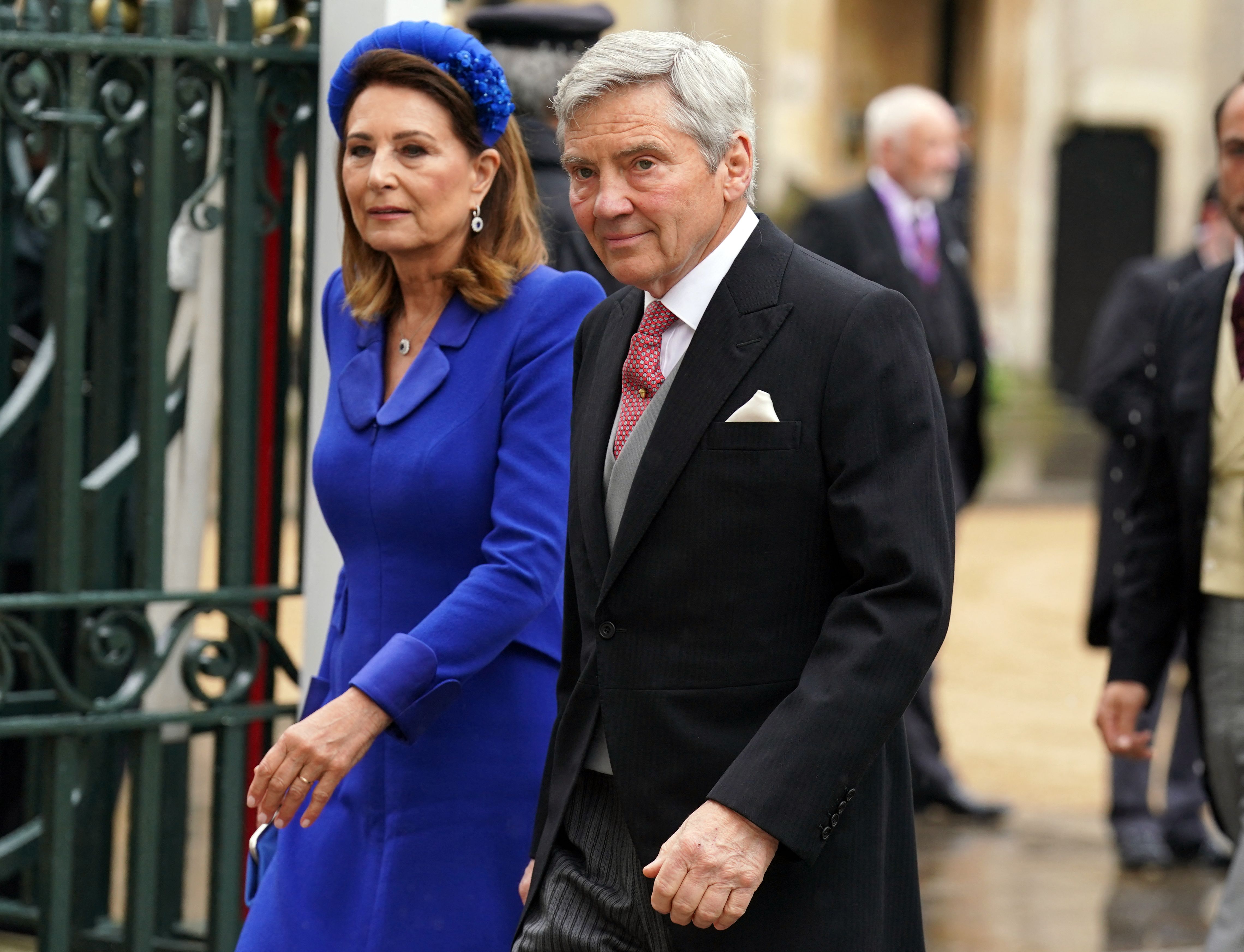 Michael and Carole Middleton arrive at Westminster Abbey in central London on May 6, 2023, ahead of the coronations of Britain's King Charles III and Britain's Camilla, Queen Consort. - The set-piece coronation is the first in Britain in 70 years, and only the second in history to be televised. Charles will be the 40th reigning monarch to be crowned at the central London church since King William I in 1066. Outside the UK, he is also king of 14 other Commonwealth countries, including Australia, Canada and New Zealand. Camilla, his second wife, will be crowned queen alongside him, and be known as Queen Camilla after the ceremony. (Photo by Andrew Milligan / POOL / AFP) (Photo by ANDREW MILLIGAN/POOL/AFP via Getty Images)