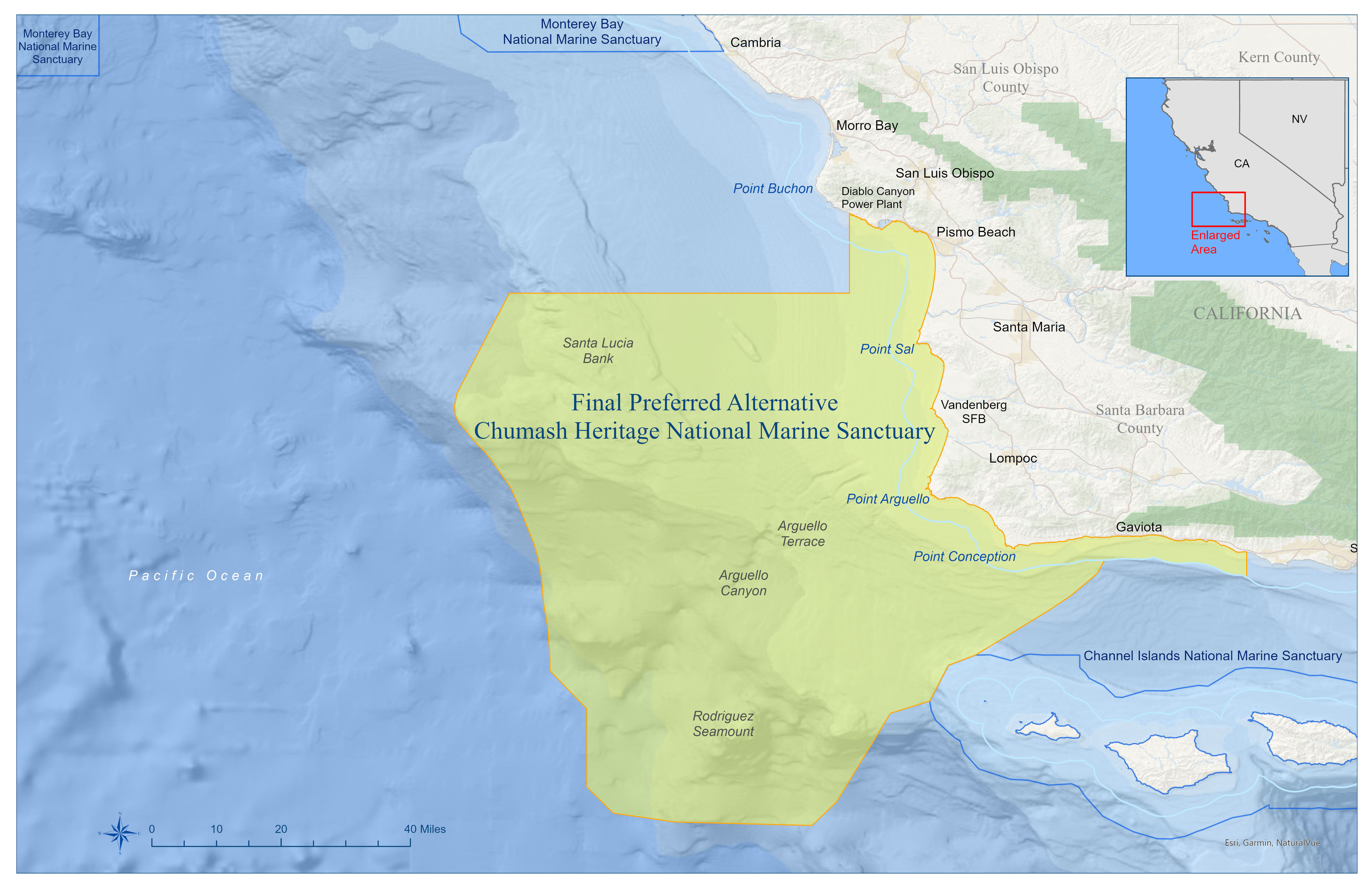 A map of the proposed Chumash Heritage National Marine Sanctuary (Source: NOAA)