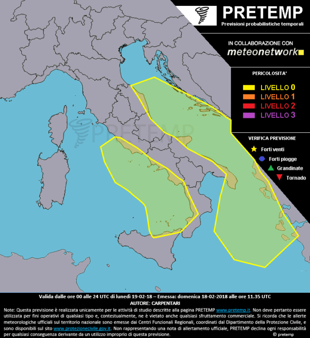 Previsione 19 febbraio 2018