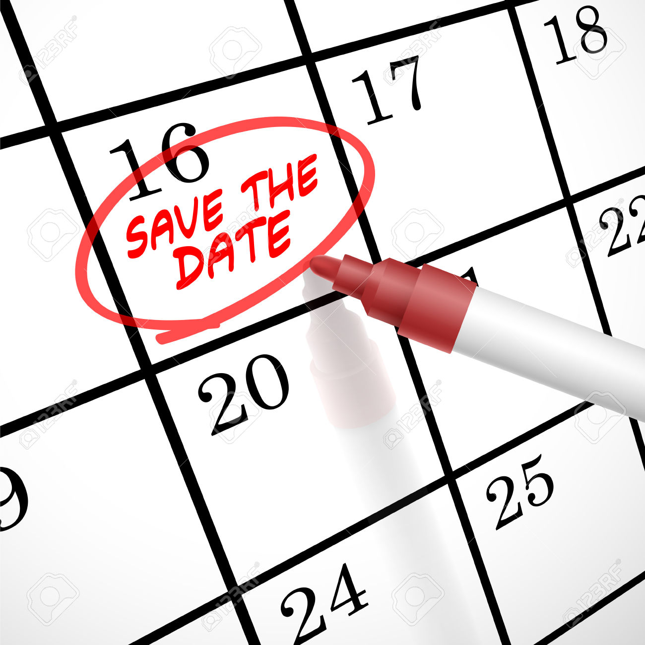 save the date words circle marked on a calendar