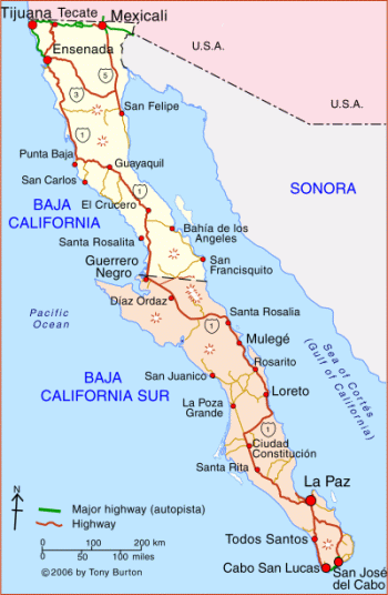 Interactive Map Of Baja California Peninsula Mexico MexConnect Baja 1 