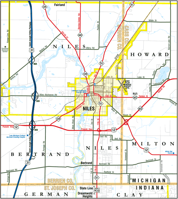 Michigan Highways Maps Niles Area Trunklines 2010 2012 