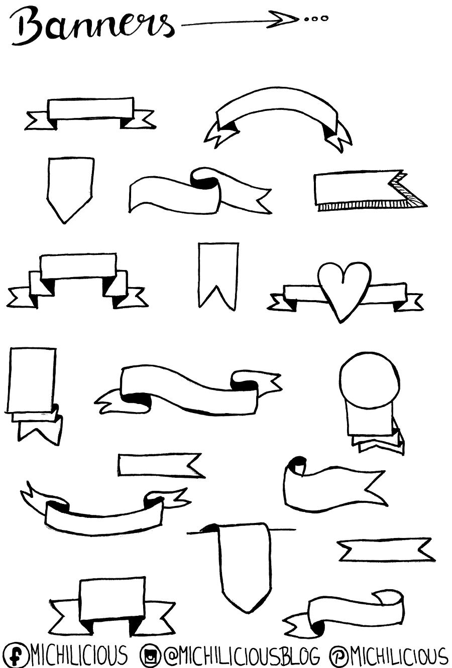 Banner Zeichnen Schritt Fur Schritt Gerade Geschwungen