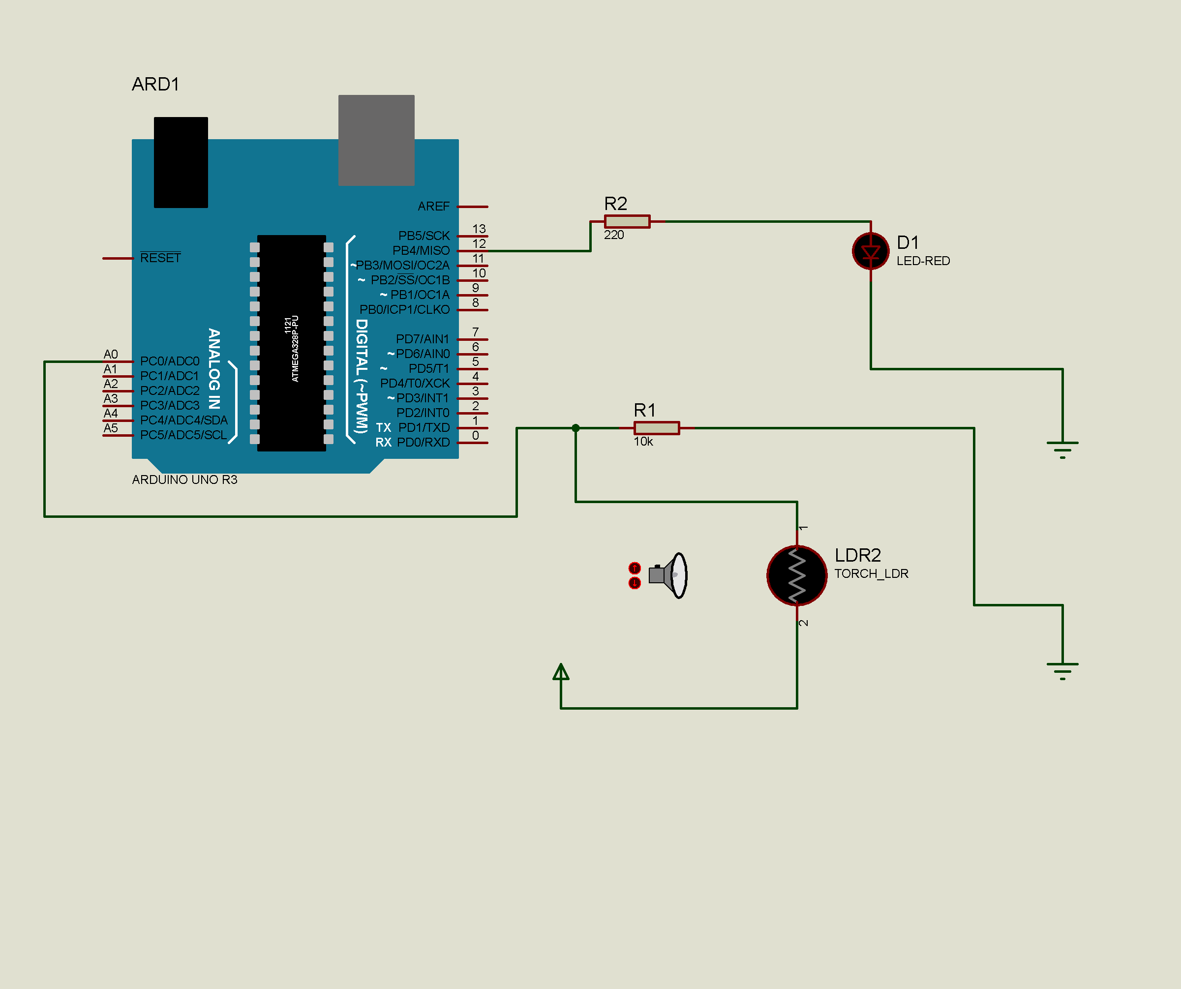 Control  the LED using LDR with Arduino in Proteus