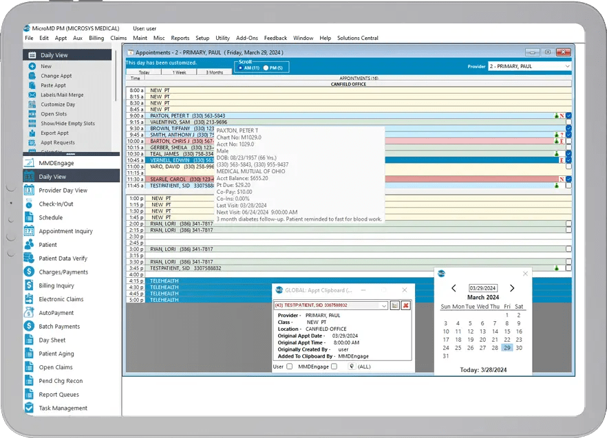 pm-appointment-scheduling MicroMD Practice Management Appointment Scheduling Screenshot