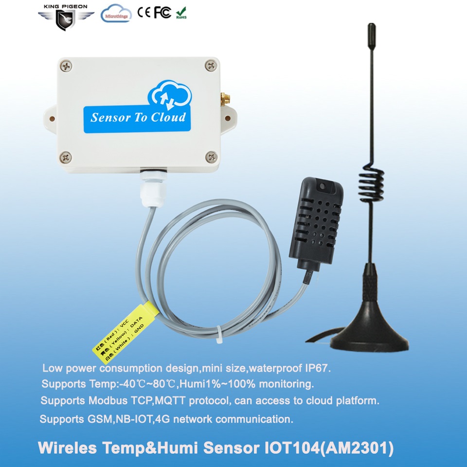 Wireless Temperature Humidity IoT Sensor 4G Version Microthings